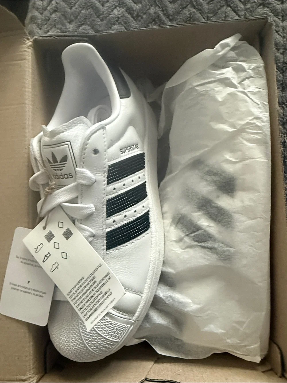 adidas Superstars White Sneakers with Black Stripes NWT